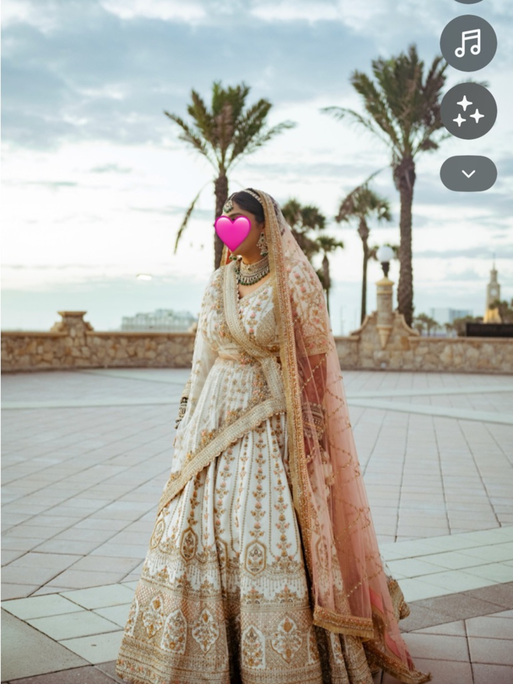 Embroidered Ivory and Blush Bridal Lehenga Dress - Kalki Fashion